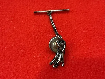 Vintage Golfer Tie Tac With Chain - Silver Tone • $11.95