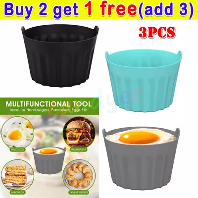 3Pcs Air Fryer Egg Poacher Moulds Silicone Liners Pot Ramekins For.All Air Fryer • £4.59