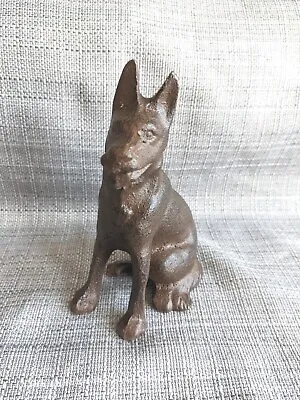 Cast Iron German Shepherd Dog Figurine Statue 6  Door Stop Paper Weight Rustic • $30.99