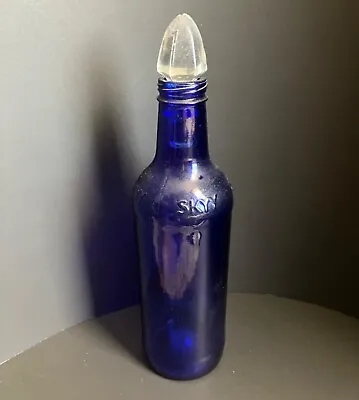 Skyy Vodka Bottle Blue Empty 8  And Vintage Glass Stopper Clear Approx 2-5/8  L • $20.87