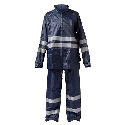 Safety Rain-suit Rain Jacket With Hoodie And Rain Pants -navy Blue • $9.99