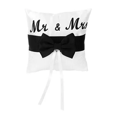  Mr & Mrs Satin Wedding Ring Pillow Decor Seat Cushion Bride Crystal • £12.39