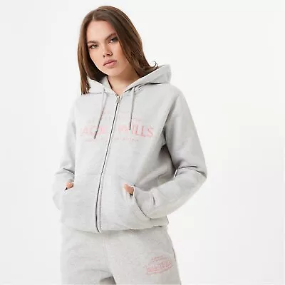 Jack Wills Hunston Logo Zip Hoodie Ladies Hoody Hooded Top Full Length Sleeve • £40