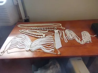 Vintage Lot Of 10 Faux Pearl Beaded Necklaces -   All Different Styles • $25