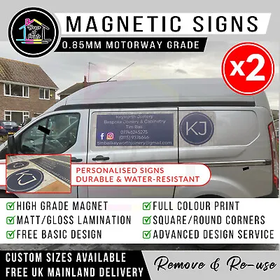 Magnetic Vehicle Van Car Lorry Signs Personalised 0.85mm Motorway Grade HQ X2  • £1