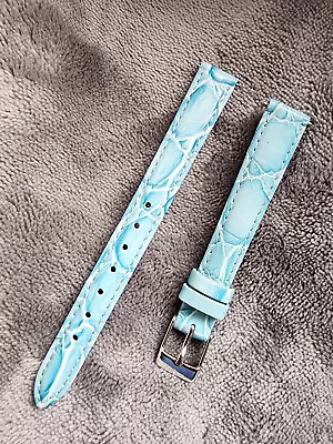 12mm Sky Blue Alligator Genuine Leather EZ-PIN Band Strap Fits Michele Watch • $13.25