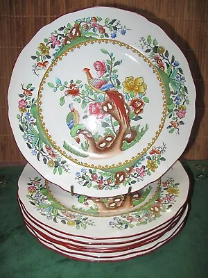 ANTIQUE 7 PC Spode Copeland Waring & Gillow Pheasant Luncheon Plates Oxford • £96.50