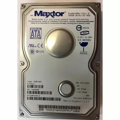 6Y160M004601A - Maxtor 160GB 7200 RPM SATA 3.5  HDD • £84.19