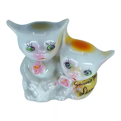 Vintage Kittens Figurine Ceramic Glazed Green Eyes Kitch Souvenir Piece Lismore • $19.99