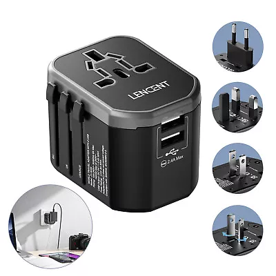 LENCENT International Universal Travel Adapter 2 USB Outlet Converter Plug Power • $20.99