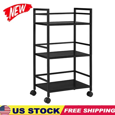 3 Shelf Metal Rolling Utility Cart Storage Shelving Display Organizer Black NEW • $25.49