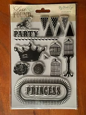 My Mind's Eye PRINCESS Clear Cling Stamps - Set Of 17 Bird Cage Crown Pennants • $5.99