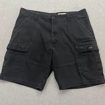 Wrangler Men 2 Lots Relaxed Fit Stretch Cargo Shorts Tech Pocket Black 36-38 • $29.99