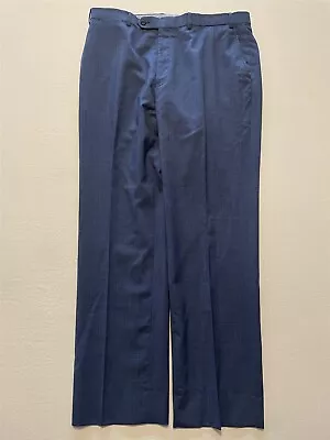 Hart Schaffner Marx 36 X 30 Blue Micro Nailhead 100% Wool Flat Front Dress Pants • $34.99