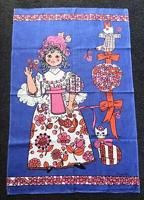 Vintage Pamela Kay Linen Tea Towel Doll Cat & Teddy Bear - Jonelle 1970s Signed • £50