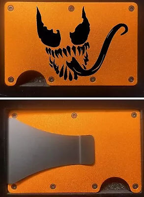 Custom  Venom  Engraved Slim Minimalist Wallet - Auburn Orange • $22