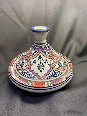 £21.78 • Buy SERGHINI SAFI Signed Tagine  Pot Blue  Orange Moroccan Pottery