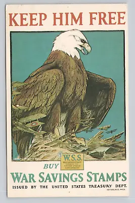 Post Card Poster American Eagle WW1 National Arch. U.S.A War Saving Stamps B389 • $6.99