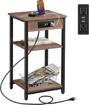 End Table 3-Tier Side Table With Adjustable Shelf Side Table For Living Room • $46.79