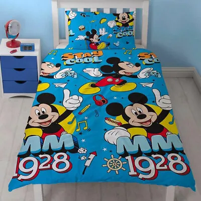 Mickey Mouse Duvet Cover Bedding Set Pillowcase Single Duvet Set Reversible • $43.62