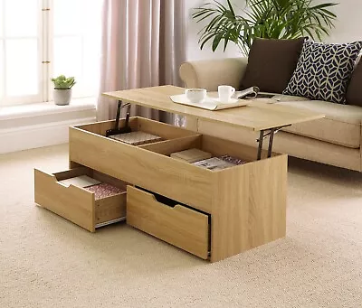 Bruges Wooden Coffee Table With Lift Up Top And 2 Large Storage Drawers • £89.99