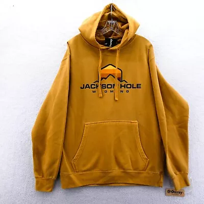 Jackson Hole Hoodie Mens Large Orange Wyoming Sweatshirt Nature Outdoors Top New • $36.94