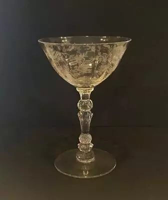 Vintage Fostoria Chintz Etch Tall Champagne/ Sherbet Glass Crystal • $12.49