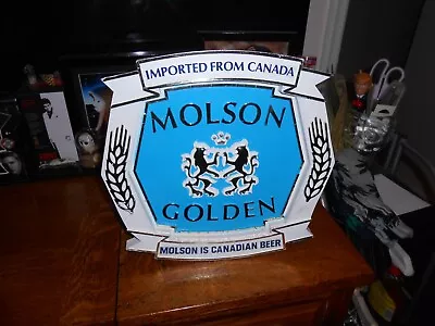 Vintage Imported From Canada Molson Golden Beer Plastic Sign 12  Free Shipping!! • $29.99