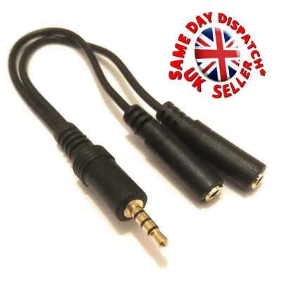 £3.95 • Buy 3.5mm Male To 2x Female Splitter Cable Lead Adapter Stereo AUX Headphone Speaker
