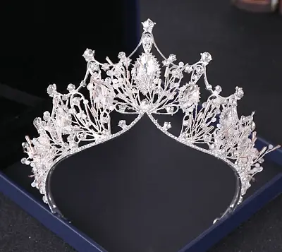 $16.99 • Buy Crystal Baroque Crowns Tiaras Pearl Bride Wedding Crown For Women Princess Tiara