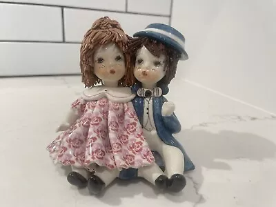 LINO ZAMPIVA Ceramic Spaghetti Hair Doll Couple Figurine Vintage Italian 3.5” • $38