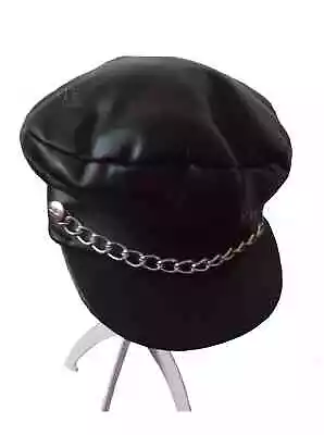 New Leather Look Adult Unisex Biker Fancy Dress Fetish Cap (Slightly Marked) • £6.99