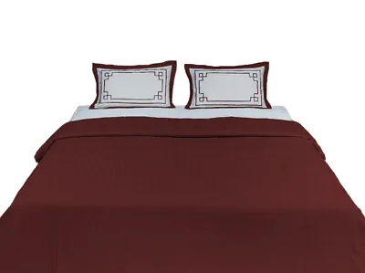 Scala Greek Key Monogram Embroidery Stripe Pattern Cotton Base Duvet Cover Set • $84.99