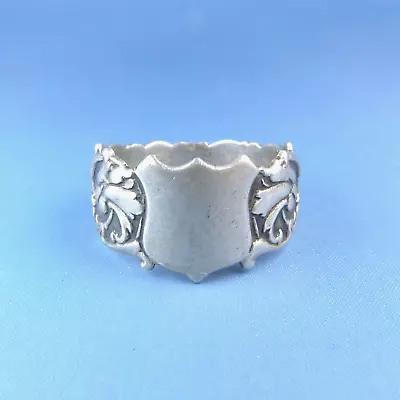 Victorian Silver Signet Ring Griffin Pattern / Men  Antique • $149