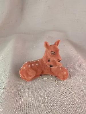 Vintage Plastic Flocked Deer Doe Fawn Mom Baby Christmas Decorations  • $10.99