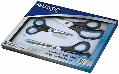 Westcott Easy Grip Soft Grip Scissor - Black/Blue Pack Of 3 Various Sizes • £7.95