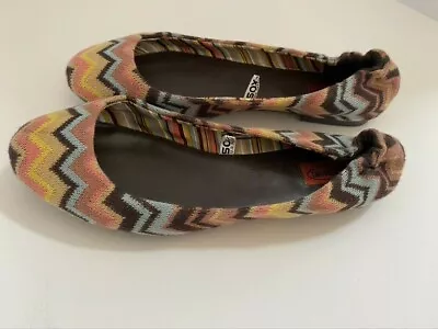 Missoni Target Chevron Flats Size 5 Brown Zig Zag Ballet Shoes Pointy Toe Womens • $16.50