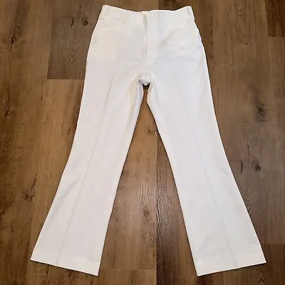 NEW Vintage 60s 70s Mens Pants 32 32 White Polyester Flare Leg Disco NOS Arrow • $168.59