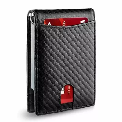 $9.91 • Buy Minimalist Slim Wallet For Men With Money Clip RFID Blocking Front Poc FFM _$z