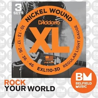 $25.99 • Buy 3 Pack Of D'Addario EXL110 Electric Guitar Strings XL Nickel 10-46 Regular Light