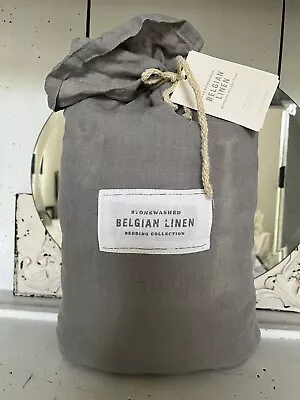 NWT RESTORATION HARDWARE Organic STONEWASHED  Linen KING SHEET SET  Grey Fog • $329