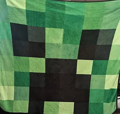 Minecraft Creeper Plush Fleece Soft Throw Blanket Green Black 48 X 50 Inches • $12.99