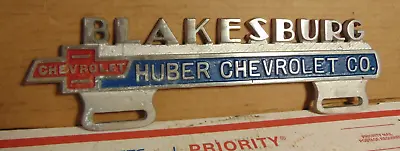 Nos 1950's Vintage Blakesburg Huber Chevrolet Co. Dealer Ia License Plate Topper • $84