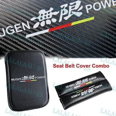 New Carbon Fiber For MUGEN POWER Center Armrest Cushion Pad +Seat Belt Cover Set • $17.41