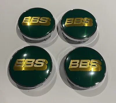 BBS Wheel Centre Caps Green & Gold Chrome Cap 60mm X4 • $48