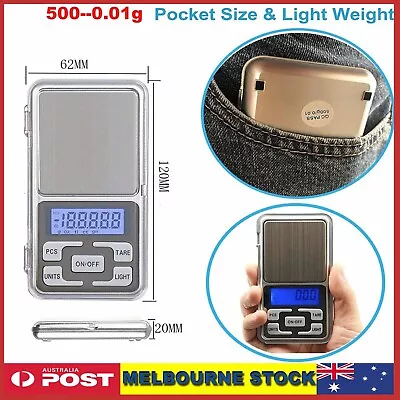 Mini Pocket Digital Scales 500/0.01g Balance Gram Jewellery Precision Weight • $7.90