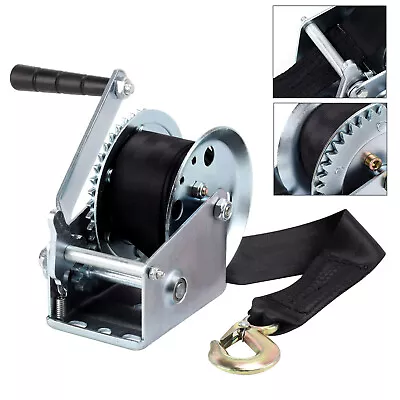 £22.29 • Buy UK Manual Hand Winch 1000lbs Boat Trailer Caravan  Strap Marine Puller New 