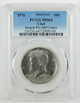 1976 50c Kennedy Clad Half Dollar 5% Off Center PCGS MS64 ERROR Coin C0253 • $25