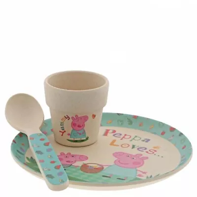 Peppa Pig Collection PEPPA PIG BAMBOO EGG CUP Breakfast Set A29659 • £13.99