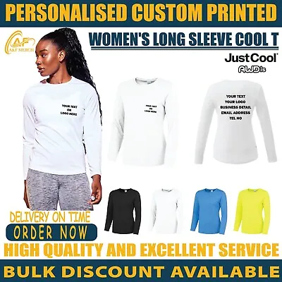 Personalised Custom Women's Long Sleeve Cool T-shirt Polyester Gym Working JC012 • £12.99